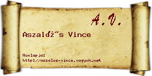 Aszalós Vince névjegykártya